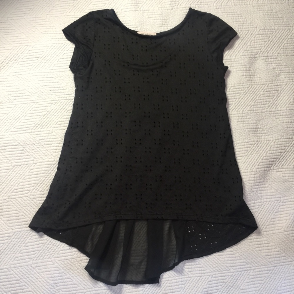 3 for $25 Black Embroderie Blouse With Sheer back